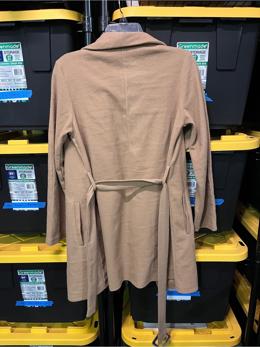 Women's Camel double-faced wrap coat - Picture 5 of 6